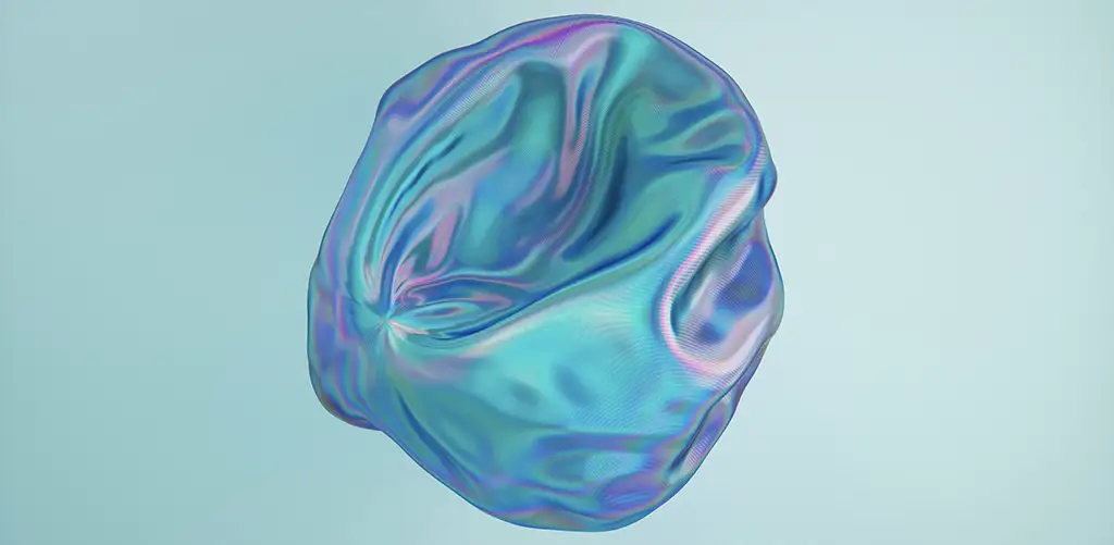 Grafik einer Zelle in grünen, blauen und violetten Farben